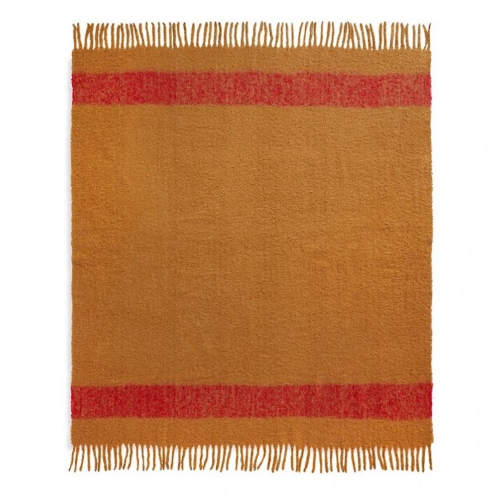 Lightweight, super warm HBC wool-blend blanket in beautiful chipmunk & red.